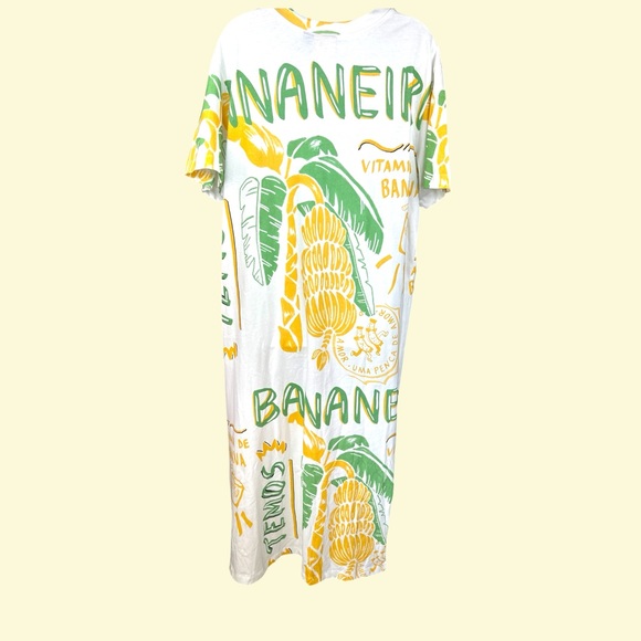 FARM Rio from Anthropologie NWT SZ XL tropical Banana printed tshirt midi dress - Picture 7 of 16